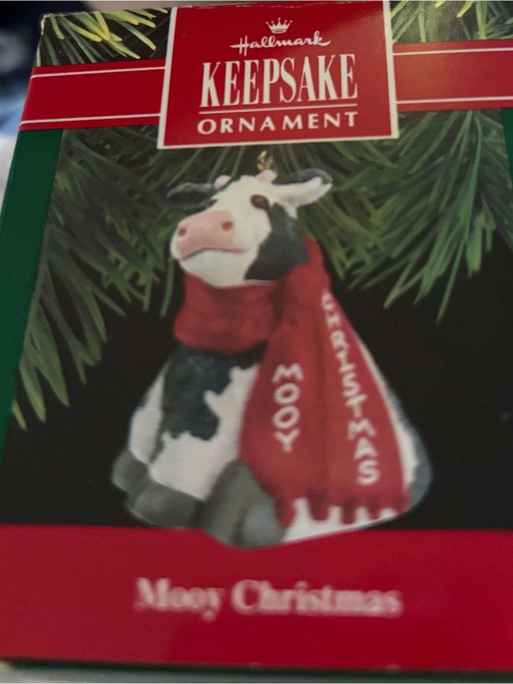 1999 vintage Hallmark Keepsake Ornament titled "Mooy Christmas."